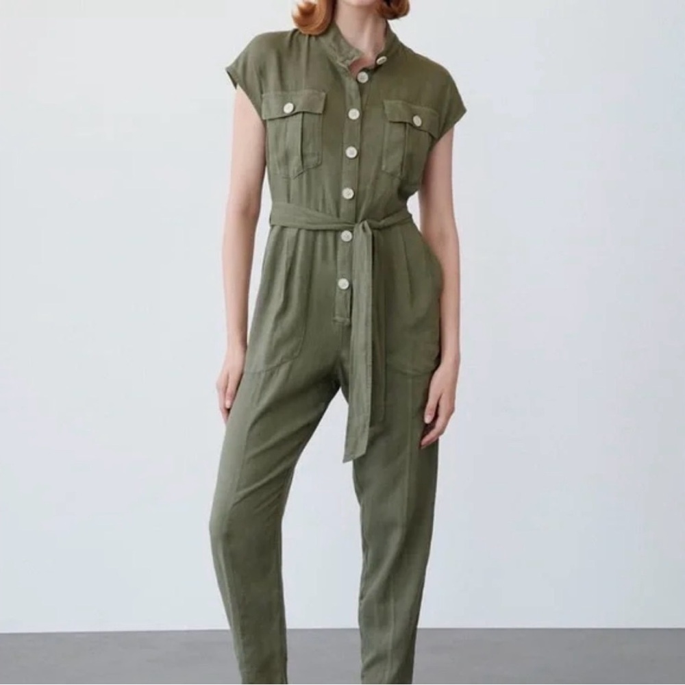 Zara Linen belted jumpsuit